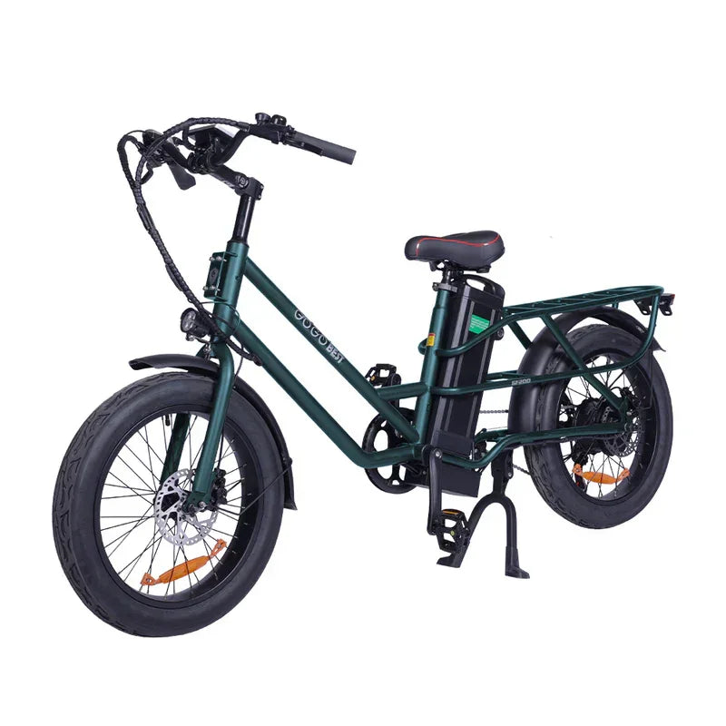 Green electric bike on a white background