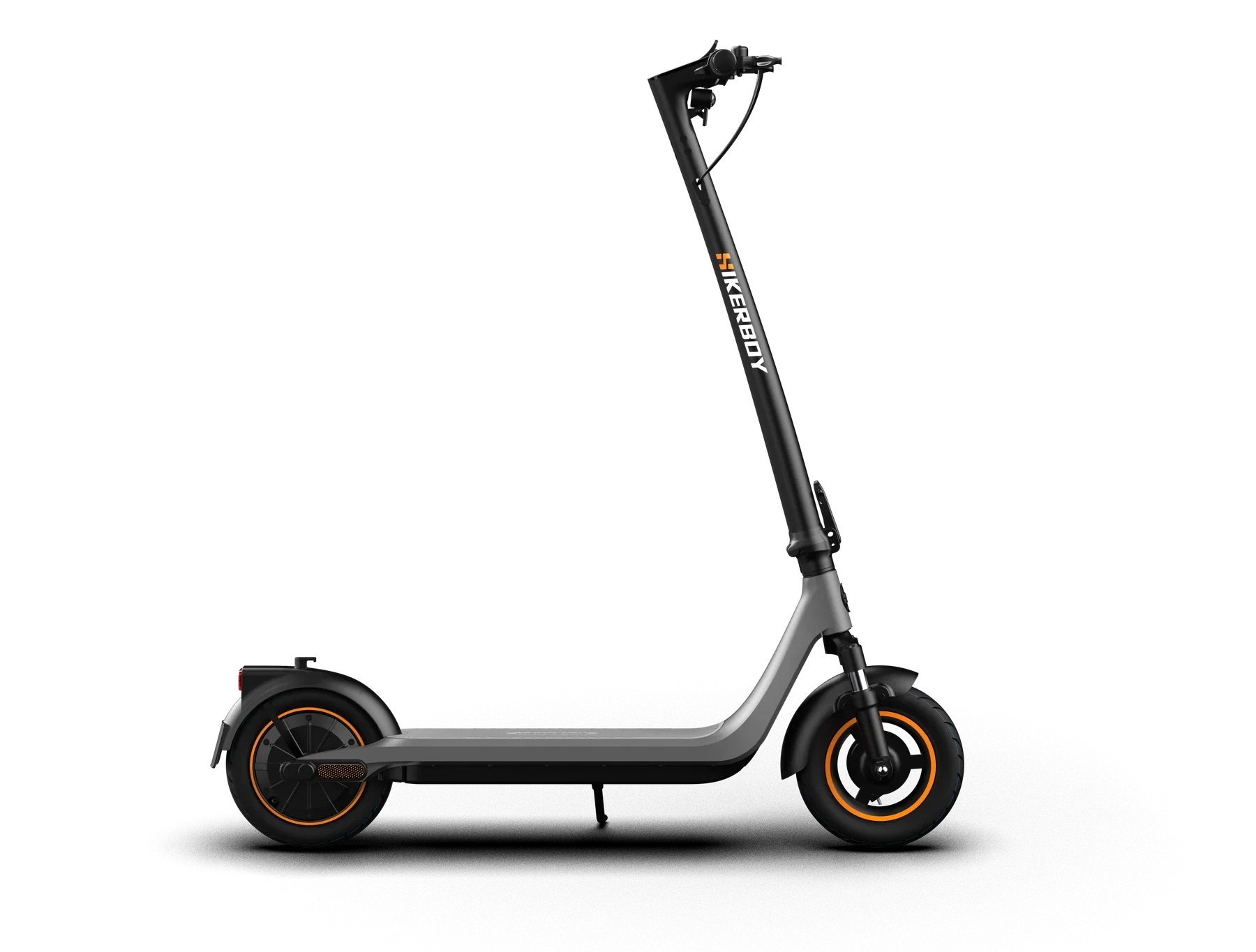 Hikerboy Curtis Plus Electric Scooter -Black scooter with orange accents on a white background