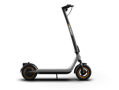 Hikerboy Curtis Plus Electric Scooter -Black scooter with orange accents on a white background