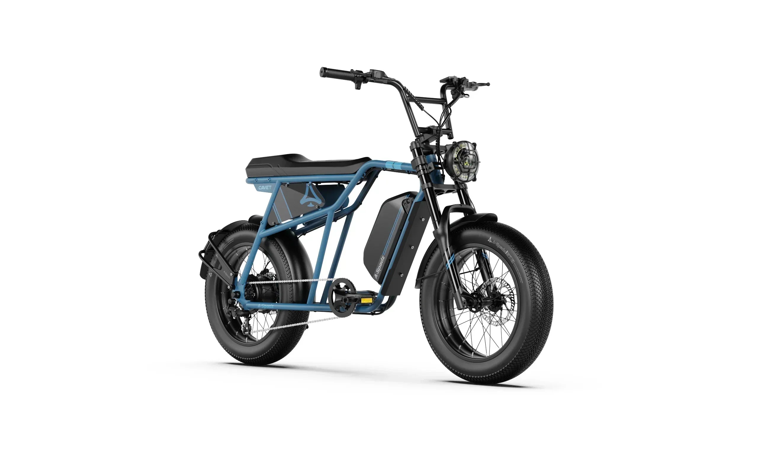 Side View of A-Spadz Cavet Air Electric Bike on a white background