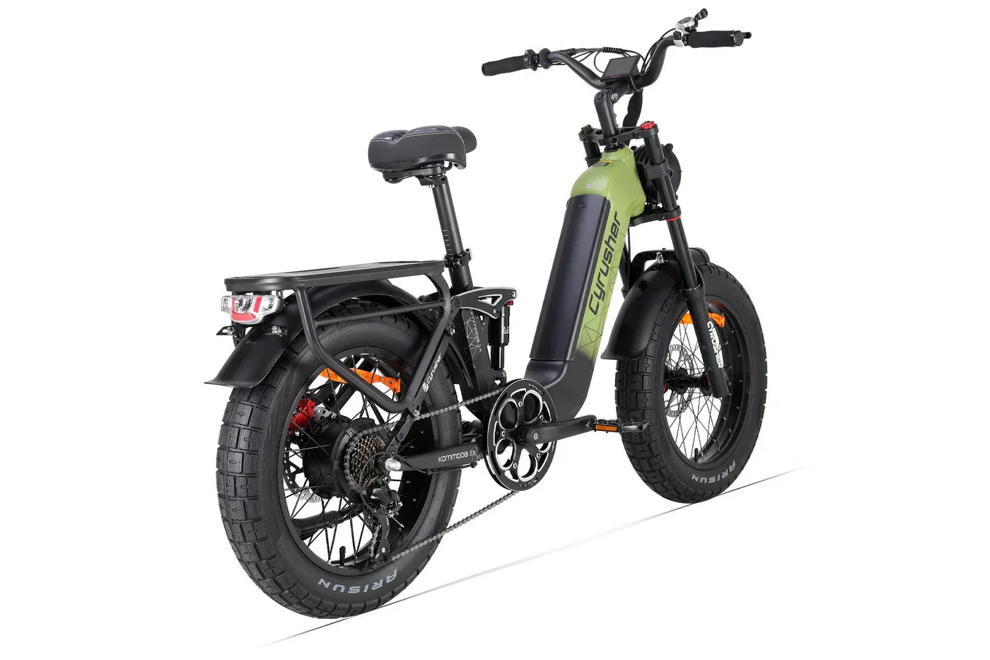 Electric bike with green frame and black body on a white background