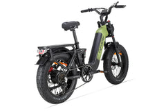Electric bike with green frame and black body on a white background