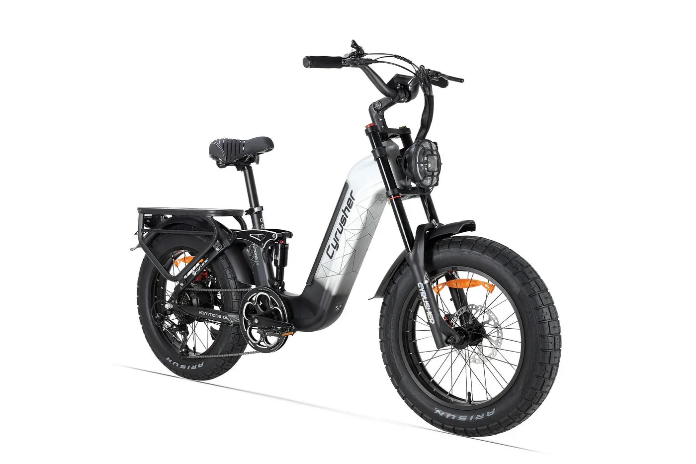 Electric bike with visible branding on a white background