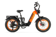 Orange and black electric bike on a white background