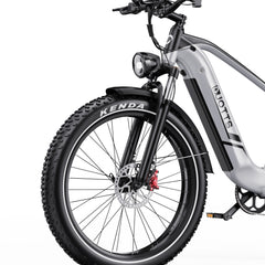 Electric bike with Kenda tire and Duotts F26 Lite branding on a white background