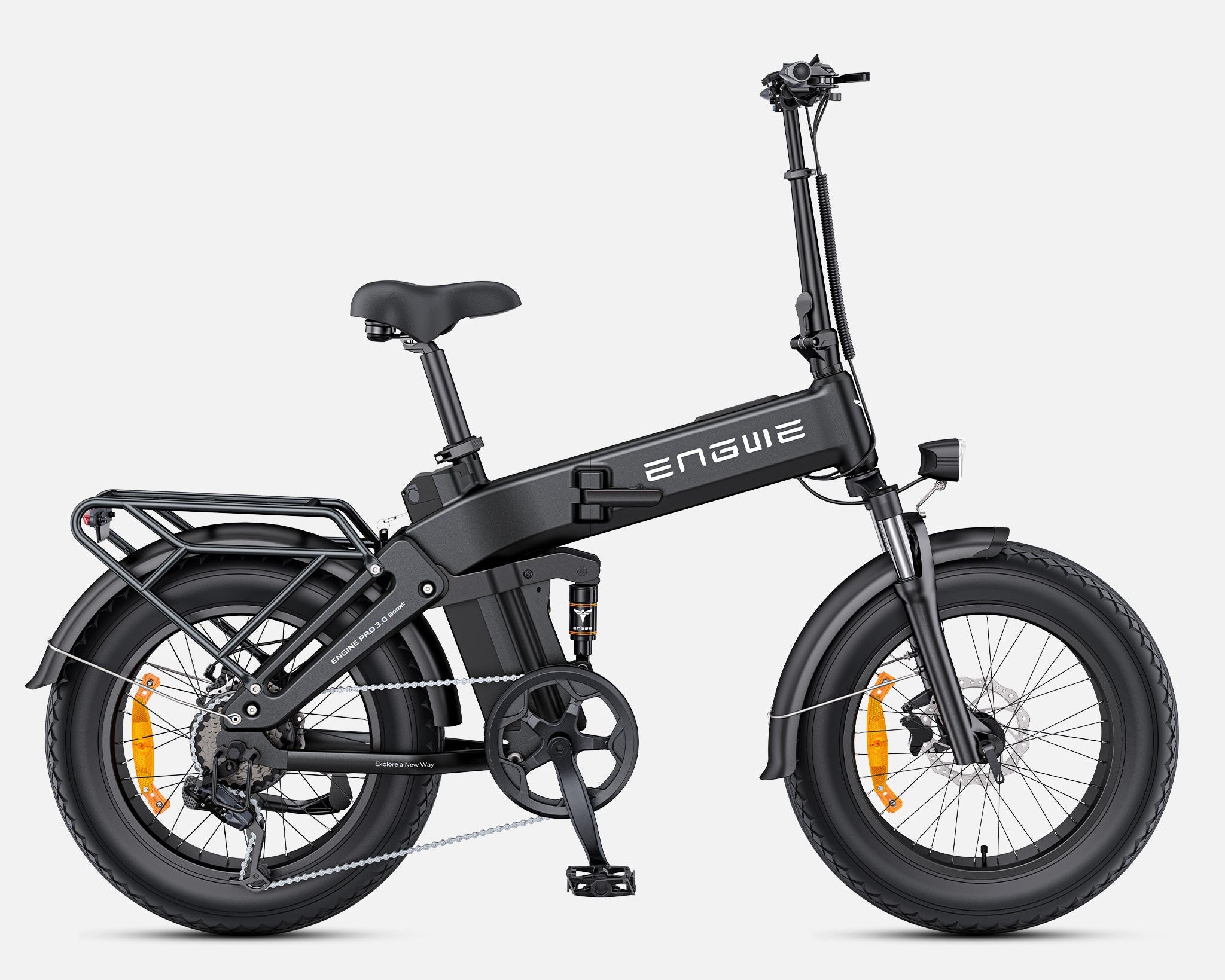 Black Engwe Engine Pro 3.0 Boost Folding Electric Bike on a white background