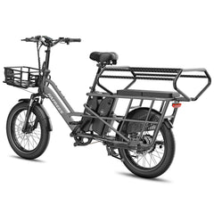 Fafrees FF20 CUV Modular longtail Cargo Bike in black with a basket on a white background