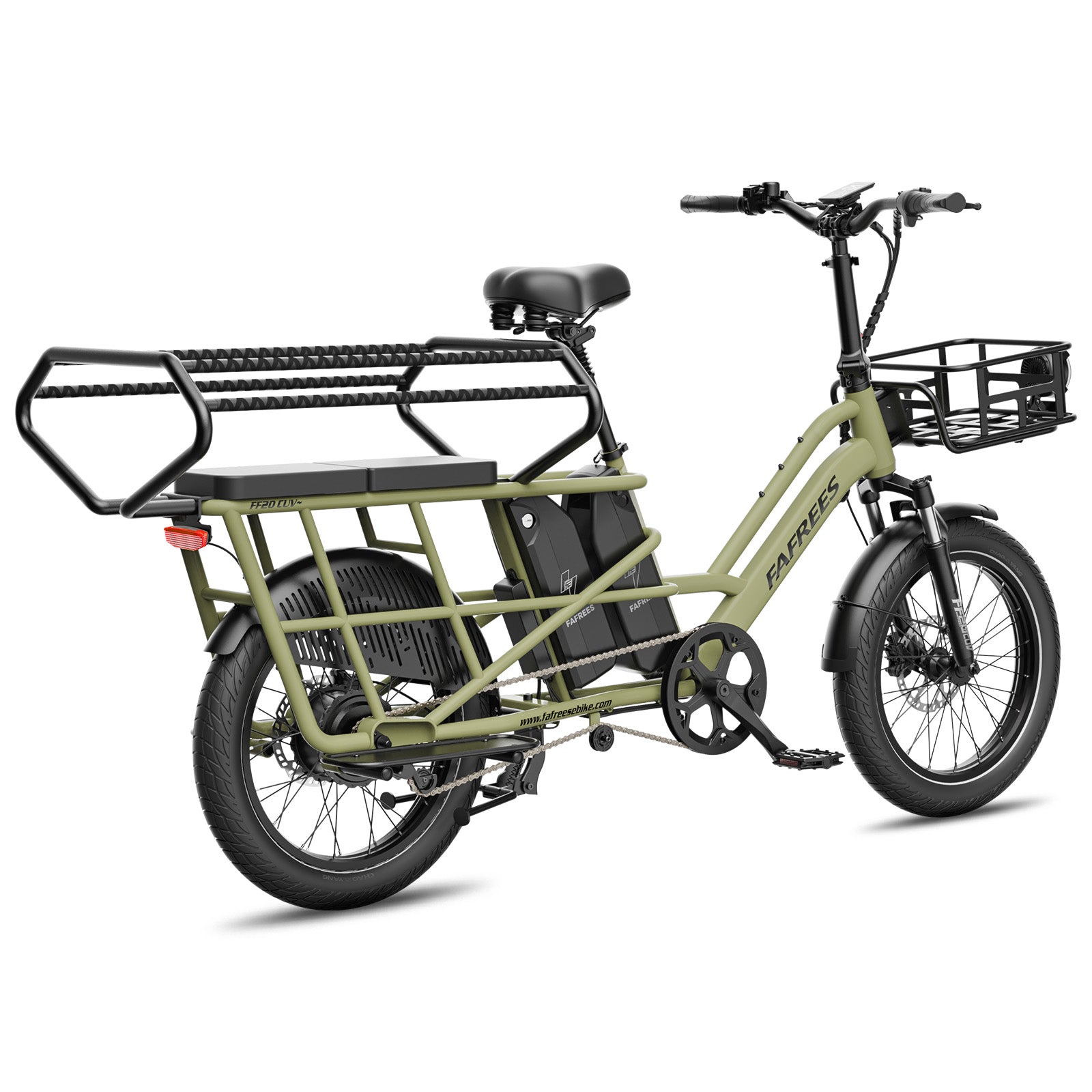 Fafrees-FF20-CUV in green with a basket and rack on a white background