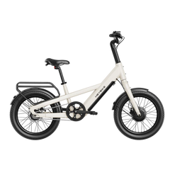 White Heybike EC Compact City Electric Bike with black wheels on a white background