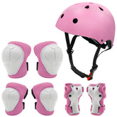 Hoverboard Kids Stylish Classic Helmet - Pink helmet and protective gear set on a white background