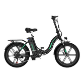 Black KOOLUX BK6S 4.0 Folding Electric Bike with green branding on a white background