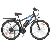 Black - Ridstar S29 Pro Electric Mountain Bike with blue accents on a white background