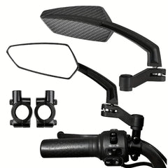 Universal Bike Handlebar Rear View Mirrors 360° Rotatable Wide Angle Safety Glass for Bicycles E-bikes