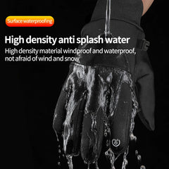 Outdoor motorcycle gloves with winter insulation and waterproof electric bike handle cover touch screen full finger riding equip