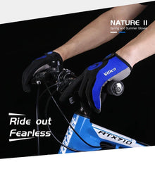 A Pair Of All-finger Gloves Breathable Shock-proof Touch-screen Bike Gloves Spring And Summer Mountain Bike Road Riding Gloves
