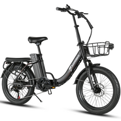 SAMEBIKE CY20 Pro Electric Bicycle in black with a basket on a white background