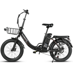 SAMEBIKE CY20 Pro Electric Bike in black with a basket on a white background