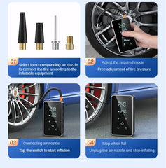 Wireless Air Pump 150psi Touch Screen/Key Portable Electric Tire Inflator For Car Bicycle Motorcycle Mini Air Compressor Injecto
