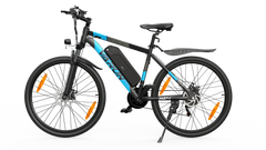 VARUN M27-1 Electric bicycle with black frame and blue accents on a white background - Pogo Cycles, Ireland