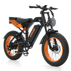 Black and orange VIPCOO VM6 Electric City Bike with visible branding VIPCOO on a white background