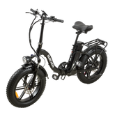 Black electric bike with a visible brand logo on a white background