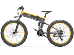 Bezior X1500 mountain electric bike in yellow and black, side view