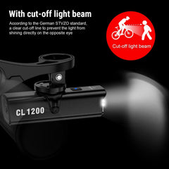 TOWILD CL1200 Bike Light Front Lamp USB Rechargeable LED 1200LM 4000mAh Bicycle Light Waterproof Headlight Bike Accessories - Pogo Cycles