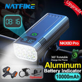 NATFIRE 10000mAh Bicycle Light Digital Battery Indicator USB Rechargeable Bike Light Set with 3 Holders 7000LM 8 LED Flashlight - Pogo Cycles