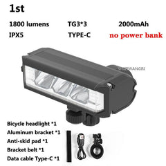 8000mAh 5 Led Bike Light Front Waterproof Led Flashlight for Bicycle Rechargeable 5200Lm Headlight Lamp Bicycle Accessories - Pogo Cycles