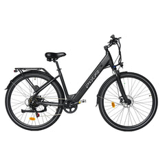 Pixar City 1 electric bicycle in black on a white background