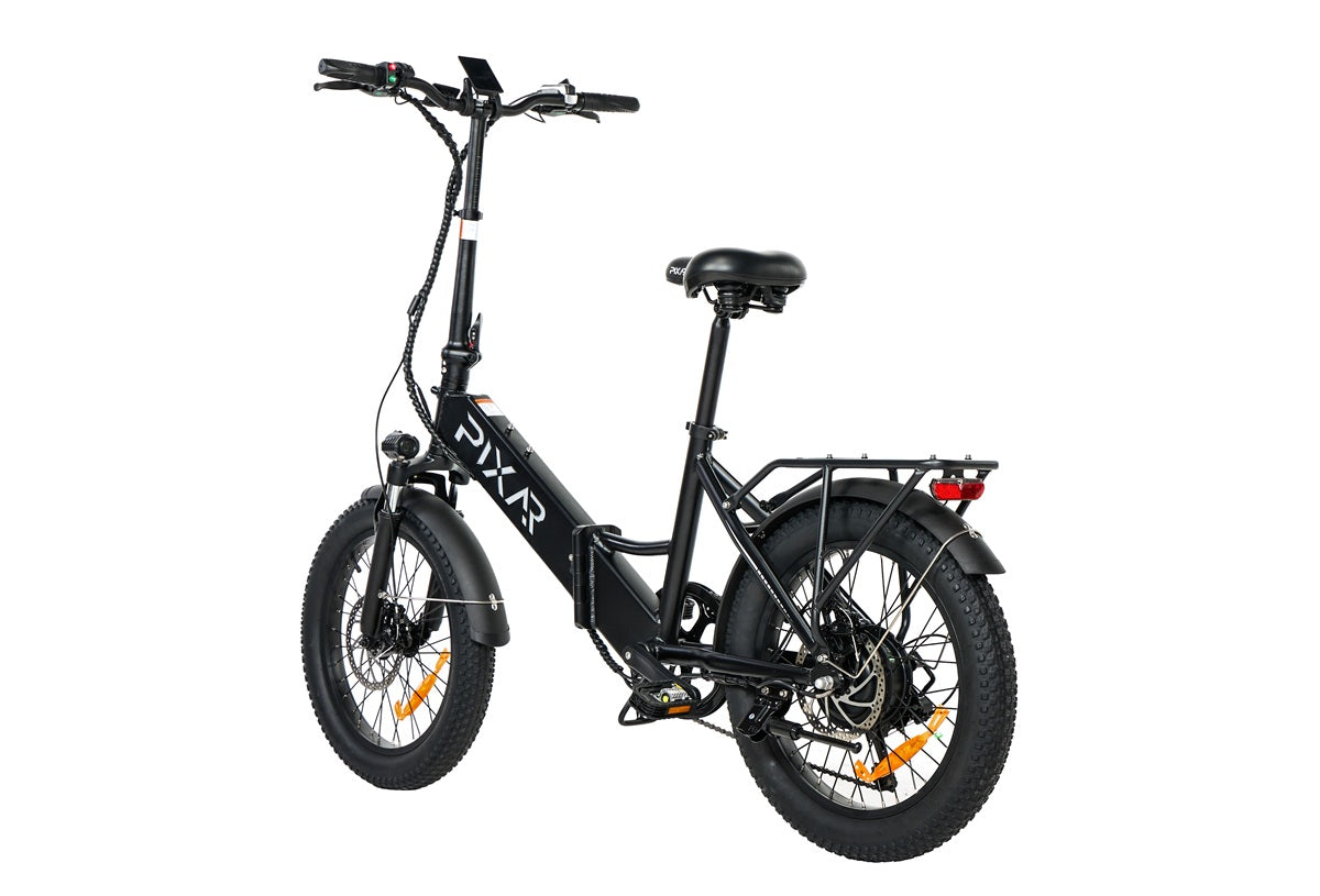 PIXAR WIND1 Foldable Electric Bike in black with 'Pixar' branding on a white background