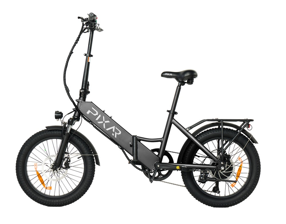 PIXAR WIND1 Foldable Electric Bike in black with 'PIXAR' branding on a white background