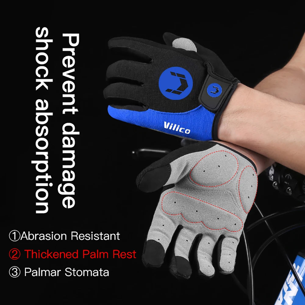 1 Pair Of All-finger Gloves Breathable Shock-proof Touch-screen Bike Gloves Spring And Summer Mountain Bike Road Riding Gloves