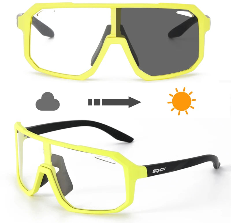 SCVCN Cycling Sunglasses Photochromic Glasses for Men Sun Mountain Bike Road Bicycle Eyewear Cycle Goggles Sports UV400 MTB