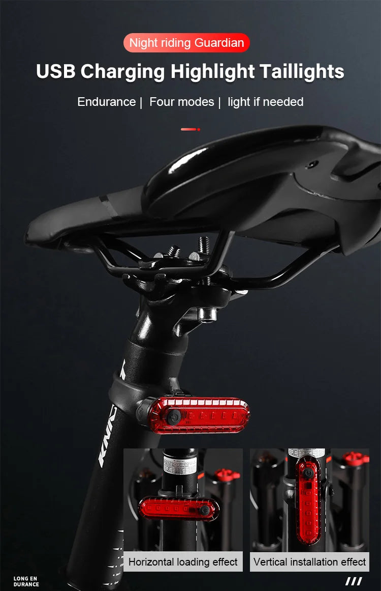 Rear Bike Tail Light USB Rechargeable Ultra Bright Taillights Fit On Bicycle Easy to Install for Cycling Safety Bicycle Light