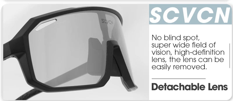 SCVCN Cycling Sunglasses Photochromic Glasses for Men Sun Mountain Bike Road Bicycle Eyewear Cycle Goggles Sports UV400 MTB
