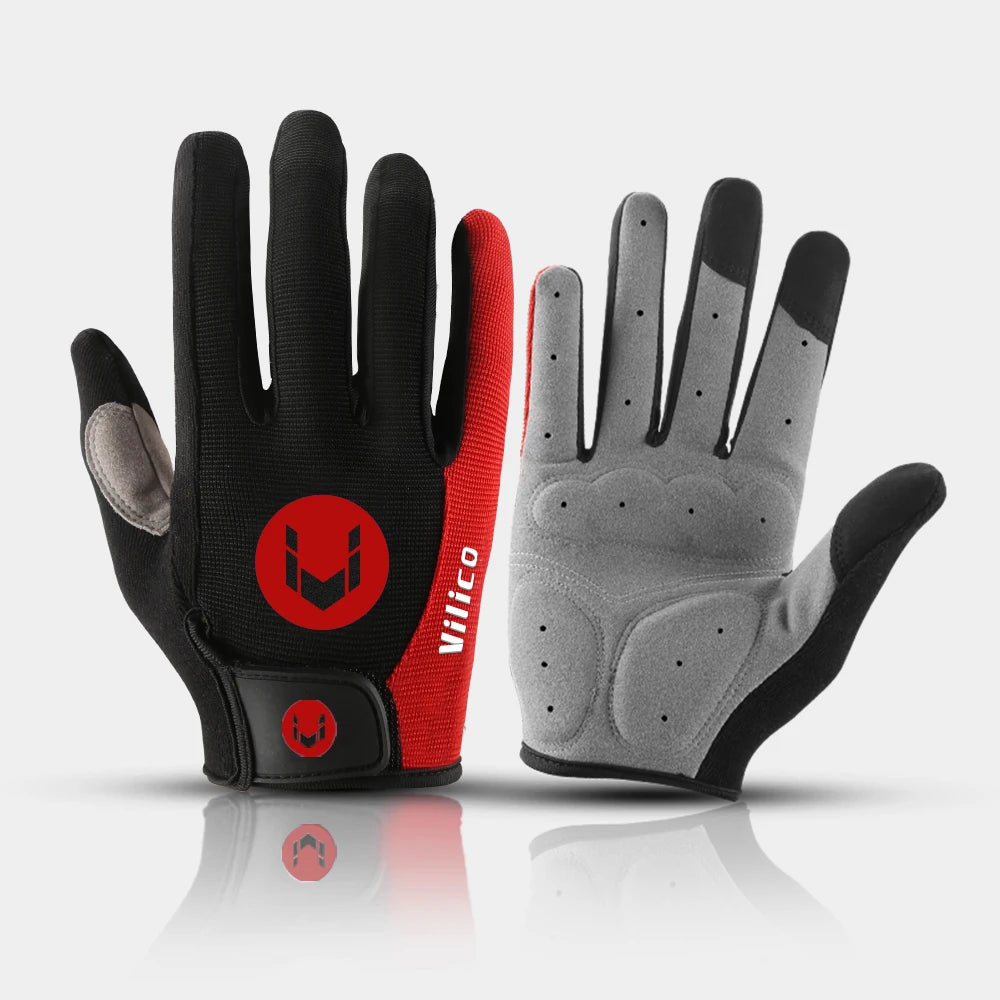 1 Pair Of All-finger Gloves Breathable Shock-proof Touch-screen Bike Gloves Spring And Summer Mountain Bike Road Riding Gloves