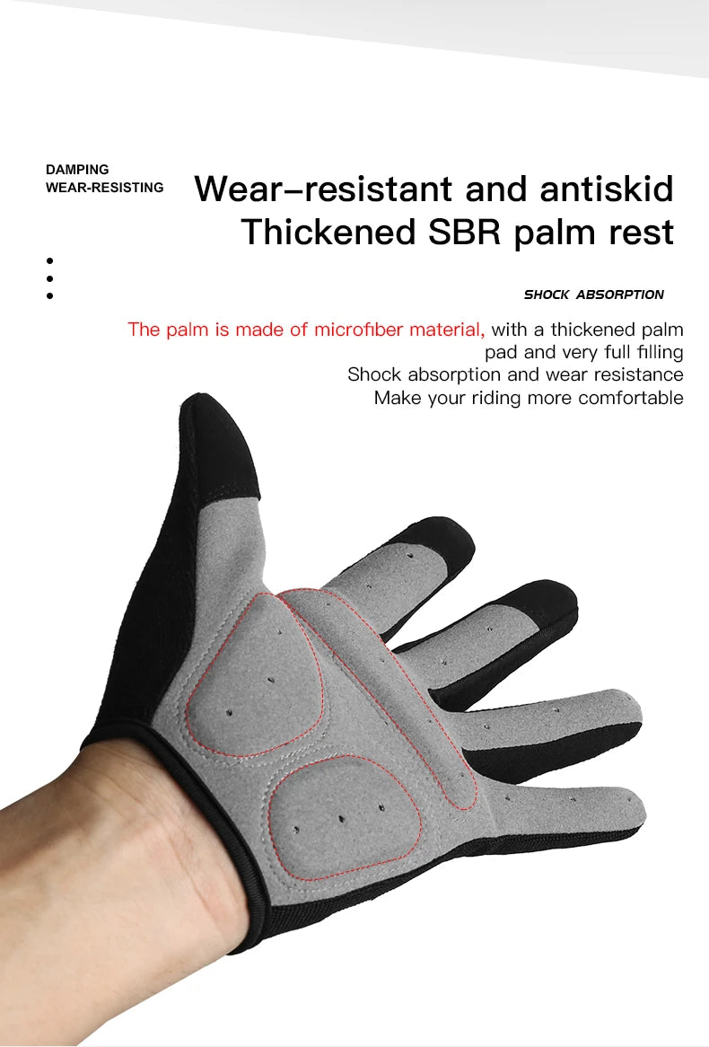 1 Pair Of All-finger Gloves Breathable Shock-proof Touch-screen Bike Gloves Spring And Summer Mountain Bike Road Riding Gloves