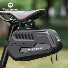 WEST BIKING Waterproof Bicycle Saddle Bag Hard TPU MTB Road Bike Under Seat Rear Bag Quick Release Saddlebags Bike Accessories