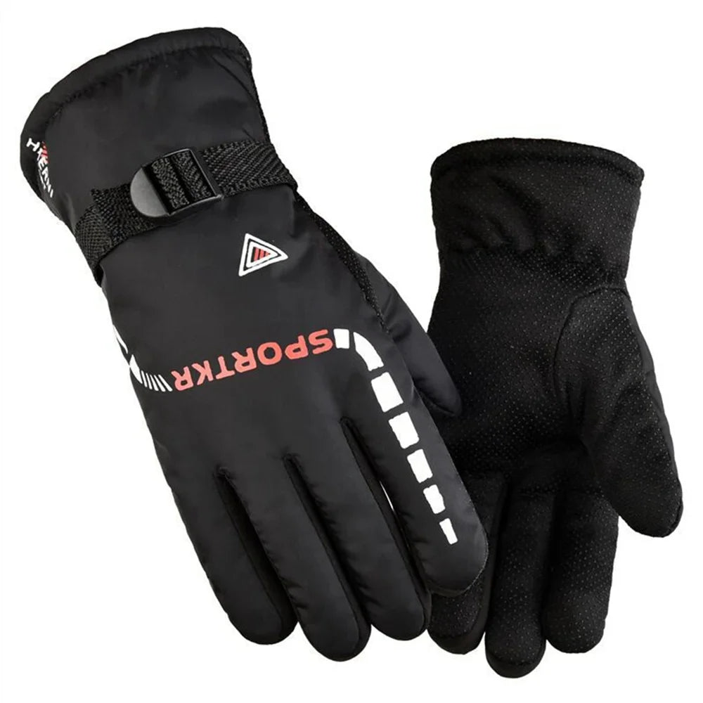 Winter Men Women Full Fingers Gloves Warm Thicken Fleece Skiing Outdoor Running Gloves Waterproof Windproof Non-Slip Mittens