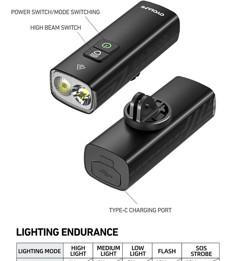 CYCLAMI Bicycle Light 1200LM T6 LED Rechargeable Set Road MTB Bike Front Back Headlight Lamp Flashlight Cycling Light Group