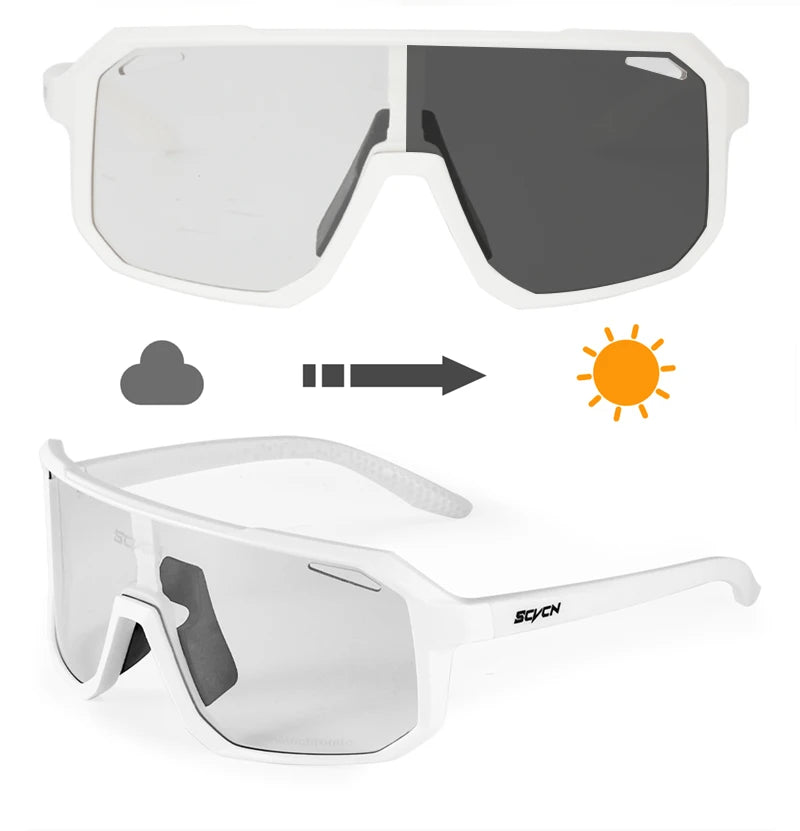 SCVCN Cycling Sunglasses Photochromic Glasses for Men Sun Mountain Bike Road Bicycle Eyewear Cycle Goggles Sports UV400 MTB