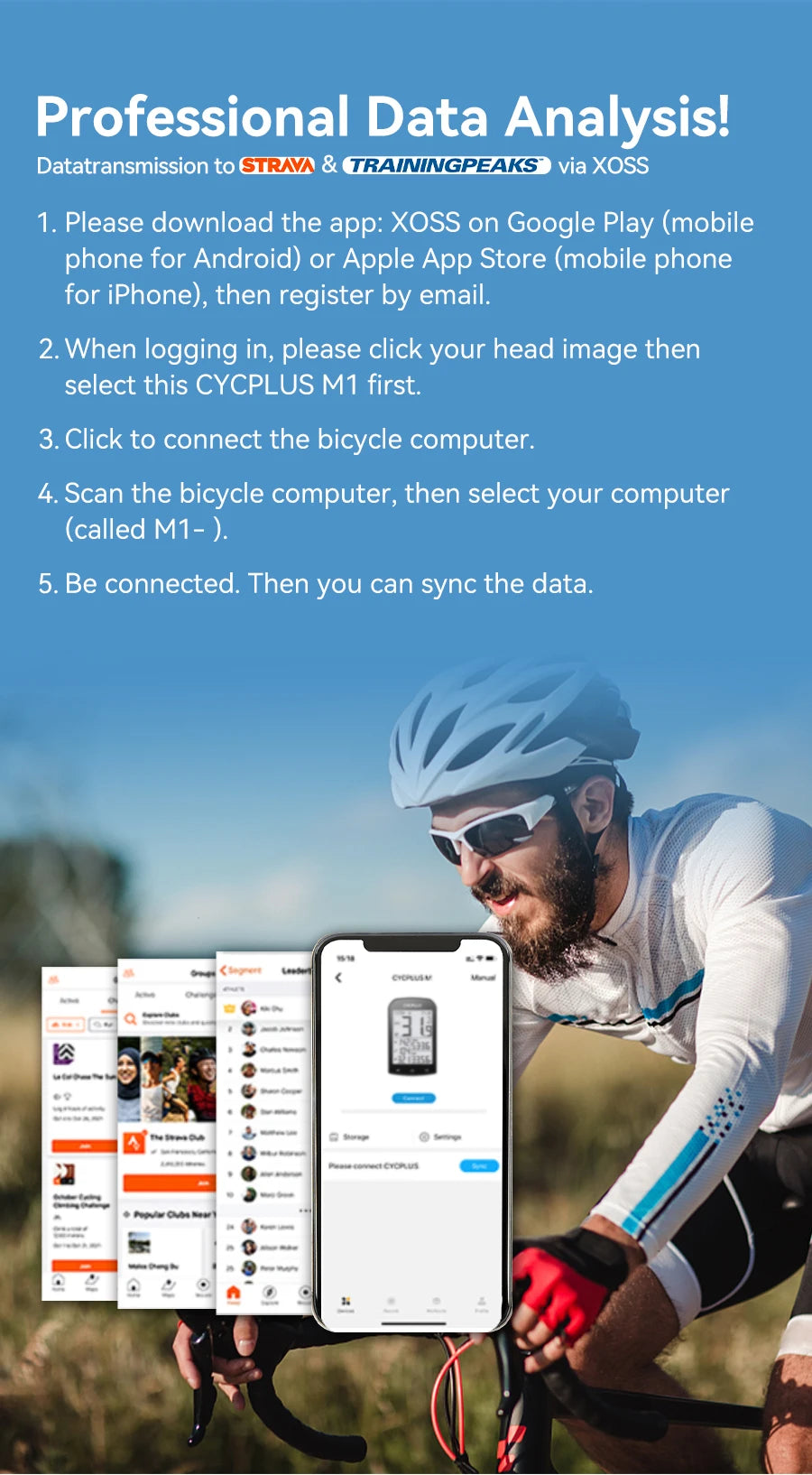 CYCPLUS M1 GPS Bicycle Computer Cycling Speedometer Bluetooth 5.0 ANT+ Ciclismo Speed Meter for Garmin Zwift Bike Accessories