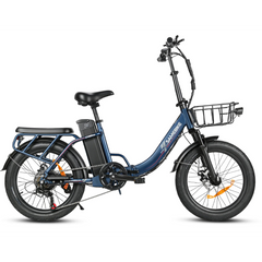 SAMEBIKE CY20 Pro Electric Bike in blue with a basket on a white background