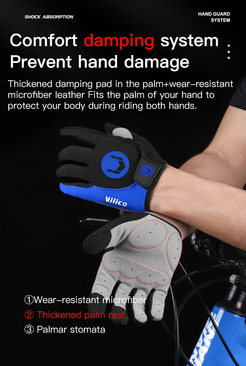 A Pair Of All-finger Gloves Breathable Shock-proof Touch-screen Bike Gloves Spring And Summer Mountain Bike Road Riding Gloves