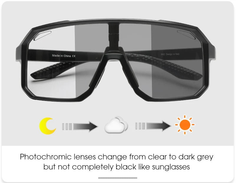 SCVCN Cycling Sunglasses Photochromic Glasses for Men Sun Mountain Bike Road Bicycle Eyewear Cycle Goggles Sports UV400 MTB