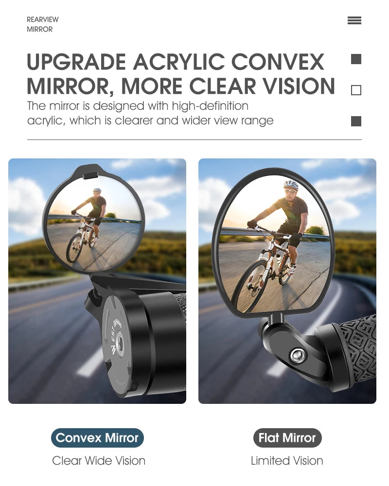 West bike acrylic Convex mirror for vehicle use with clear wide vision, displayed on a webpage.