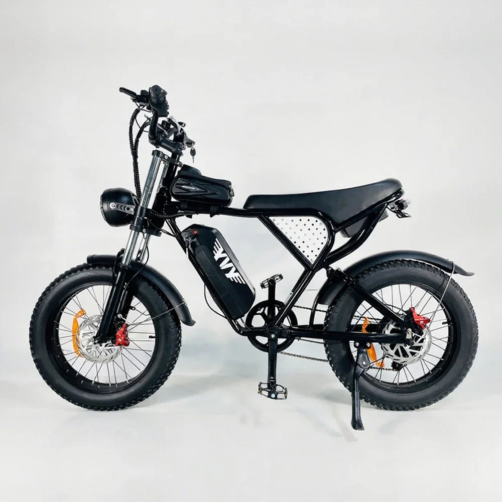 Black YVY C20 Electric Bicycle on a white background