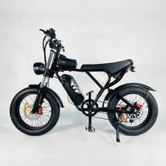 Black YVY C20 Electric Bicycle on a white background