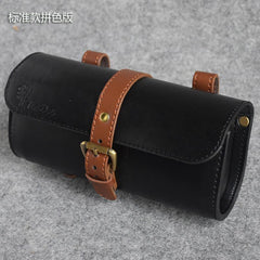 Bicycle bag handmade leather rainproof riding bag handlebar saddle bag fit brompton road bike MTB PU leather tool bag - Pogo Cycles